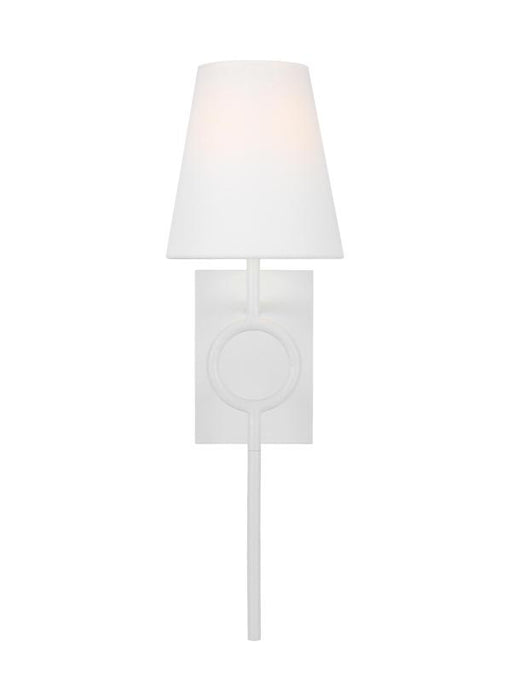 Generation Lighting Montour Casual 1-Light Indoor Dimmable Wall Large Sconce In Matte White Finish With White Linen Fabric Shade (TFW1021MWT)