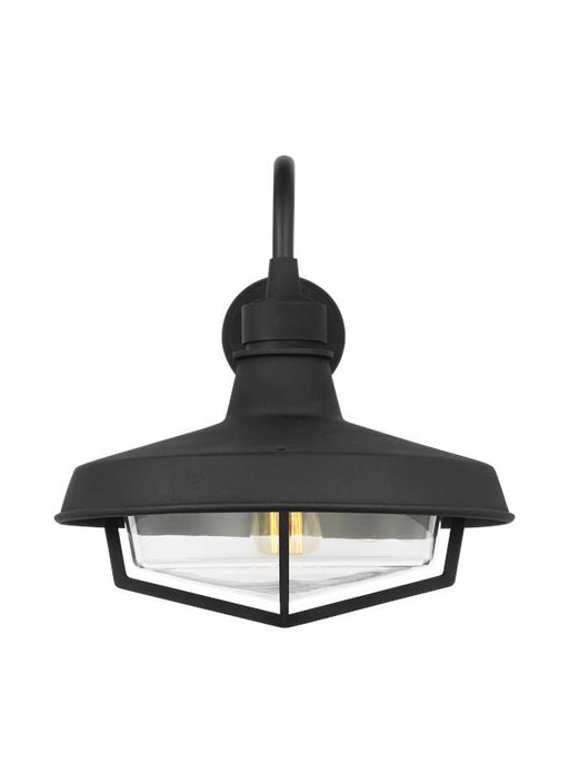 Generation Lighting Hollis Transitional 1-Light Outdoor Exterior Large Wall Lantern Sconce Light Textured Black With Clear Glass Shade (TO1001TXB)