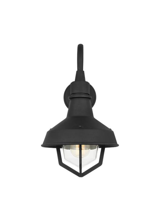 Generation Lighting Hollis Transitional 1-Light Outdoor Exterior Small Wall Lantern Sconce Light Textured Black With Clear Glass Shade (TO1011TXB)
