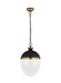 Generation Lighting Aubry Pendant Midnight Black Finish With Milk White Glass Bowl (TP1082MBK/BBS)