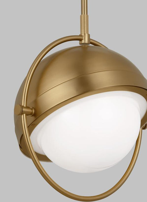 Generation Lighting Bacall Transitional 1-Light Indoor Dimmable Large Ceiling Hanging Pendant Burnished Brass Gold-Milk White Glass Shade (TP1101BBS)