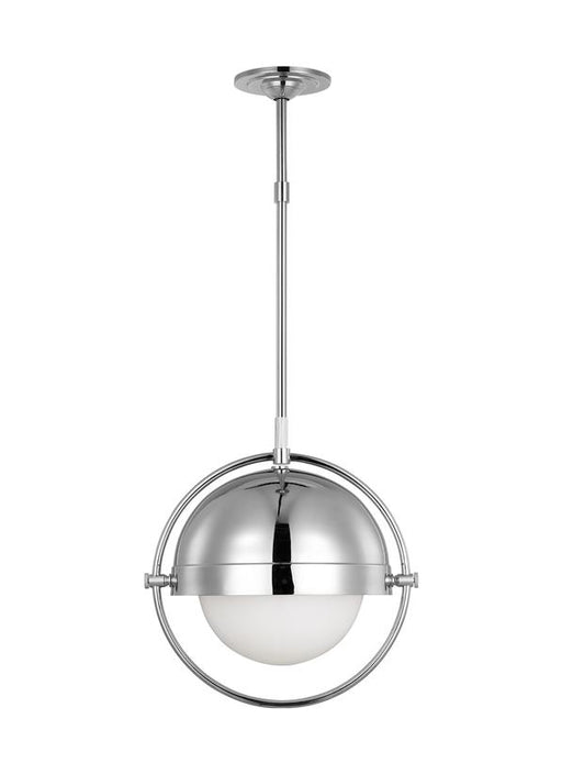 Generation Lighting Bacall Transitional 1-Light Indoor Dimmable Large Ceiling Hanging Pendant Polished Nickel Silver-Milk White Glass Shade (TP1101PN)