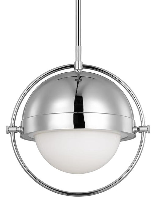 Generation Lighting Bacall Transitional 1-Light Indoor Dimmable Large Ceiling Hanging Pendant Polished Nickel Silver-Milk White Glass Shade (TP1101PN)