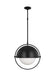 Generation Lighting Bacall Transitional 1-Light Indoor Dimmable Extra Large Ceiling Hanging Pendant Aged Iron Grey-Milk White Glass Shade (TP1111AI)