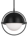 Generation Lighting Bacall Transitional 1-Light Indoor Dimmable Extra Large Ceiling Hanging Pendant Aged Iron Grey-Milk White Glass Shade (TP1111AI)