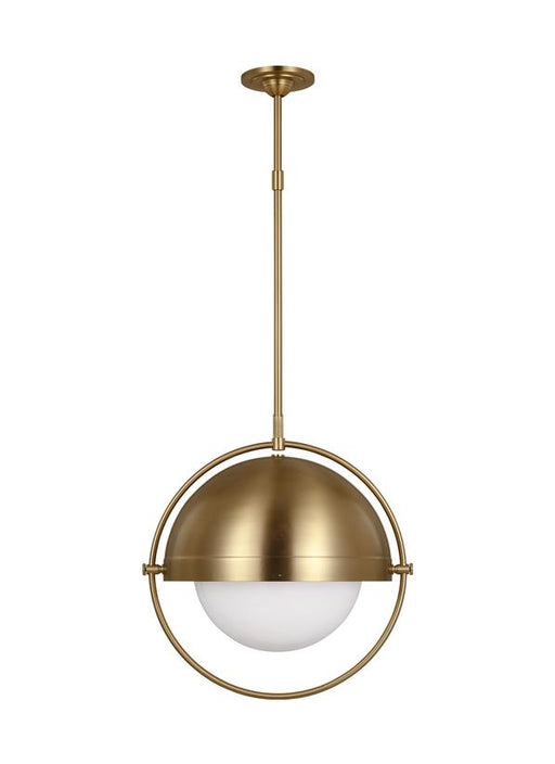 Generation Lighting Bacall Transitional 1-Light Indoor Dimmable Extra Large Ceiling Hanging Pendant Burnished Brass Gold-Milk White Glass Shade (TP1111BBS)