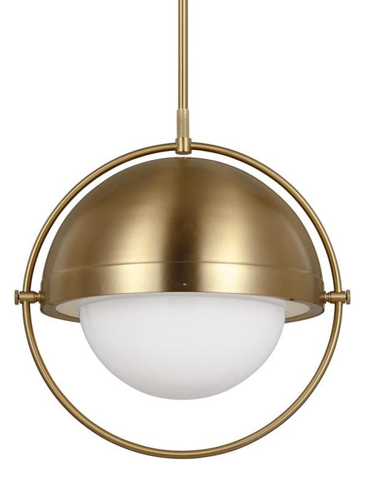Generation Lighting Bacall Transitional 1-Light Indoor Dimmable Extra Large Ceiling Hanging Pendant Burnished Brass Gold-Milk White Glass Shade (TP1111BBS)