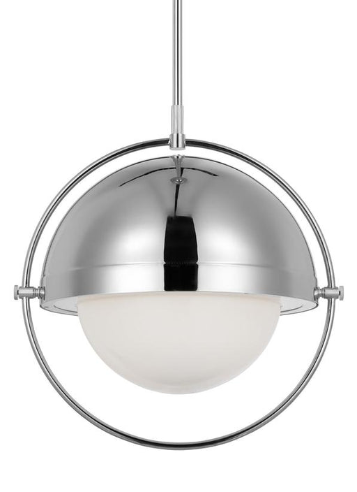 Generation Lighting Bacall Transitional 1-Light Indoor Dimmable Extra Large Ceiling Hanging Pendant Polished Nickel Silver-Milk White Glass Shade (TP1111PN)