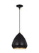 Generation Lighting Clasica Casual 1-Light Indoor Dimmable Medium Ceiling Hanging Pendant Aged Iron Grey With Matte White Steel Shade (TP1121AIBBS)
