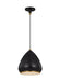 Generation Lighting Clasica Casual 1-Light Indoor Dimmable Medium Ceiling Hanging Pendant Aged Iron Grey With Matte White Steel Shade (TP1121AIBBS)