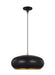 Generation Lighting Clasica Casual 1-Light Indoor Dimmable Large Ceiling Hanging Pendant Aged Iron Grey With Matte White Steel Shade (TP1131AIBBS)