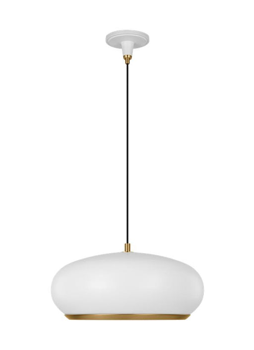 Generation Lighting Clasica Casual 1-Light Indoor Dimmable Large Ceiling Hanging Pendant Matte White With Aged Iron Grey Steel Shade (TP1131MWTBBS)