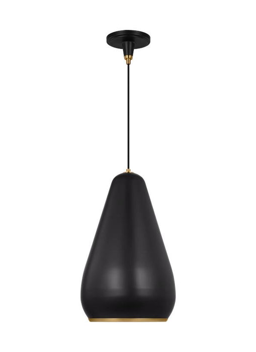 Generation Lighting Clasica Casual 1-Light Indoor Dimmable Small Ceiling Hanging Pendant Aged Iron Grey With Matte White Steel Shade (TP1141AIBBS)