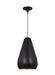 Generation Lighting Clasica Casual 1-Light Indoor Dimmable Small Ceiling Hanging Pendant Aged Iron Grey With Matte White Steel Shade (TP1141AIBBS)
