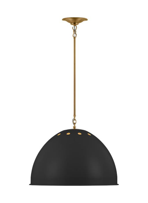 Generation Lighting Robbie Transitional 1-Light Indoor Dimmable Extra Large Pendant Ceiling Chandelier Light Midnight Black-Steel Shade (TP1171MBKBBS)
