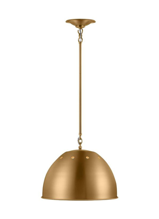 Generation Lighting Robbie Transitional 1-Light Indoor Dimmable Large Pendant Ceiling Chandelier Light Burnished Brass Gold-Steel Shade (TP1181BBS)