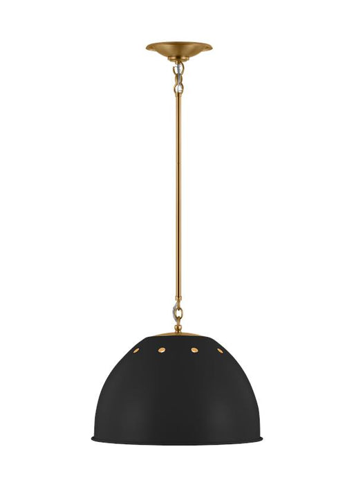 Generation Lighting Robbie Transitional 1-Light Indoor Dimmable Large Pendant Ceiling Chandelier Light Midnight Black With Steel Shade (TP1181MBKBBS)