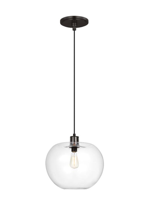 Generation Lighting Mela Modern 1-Light Indoor Dimmable Large Pendant Ceiling Chandelier Light In Aged Iron Finish With Clear Glass Shade (TP1201AI)