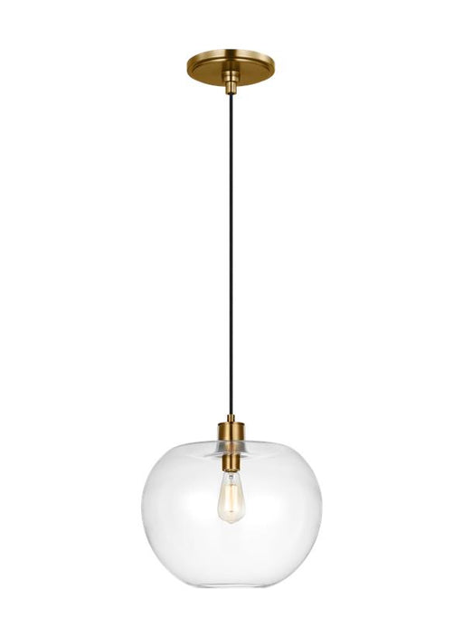 Generation Lighting Mela Modern 1-Light Indoor Dimmable Large Pendant Ceiling Chandelier Light Burnished Brass Gold With Clear Glass Shade (TP1201BBS)