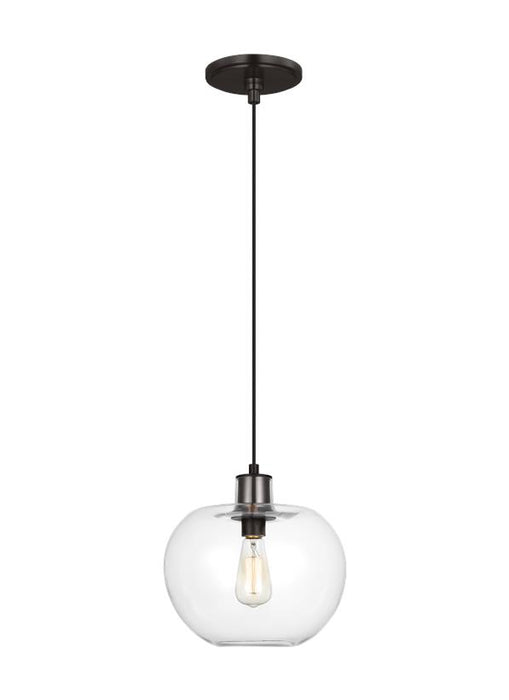Generation Lighting Mela Modern 1-Light Indoor Dimmable Medium Pendant Ceiling Chandelier Light In Aged Iron Finish With Clear Glass Shade (TP1211AI)