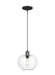 Generation Lighting Mela Modern 1-Light Indoor Dimmable Medium Pendant Ceiling Chandelier Light In Aged Iron Finish With Clear Glass Shade (TP1211AI)