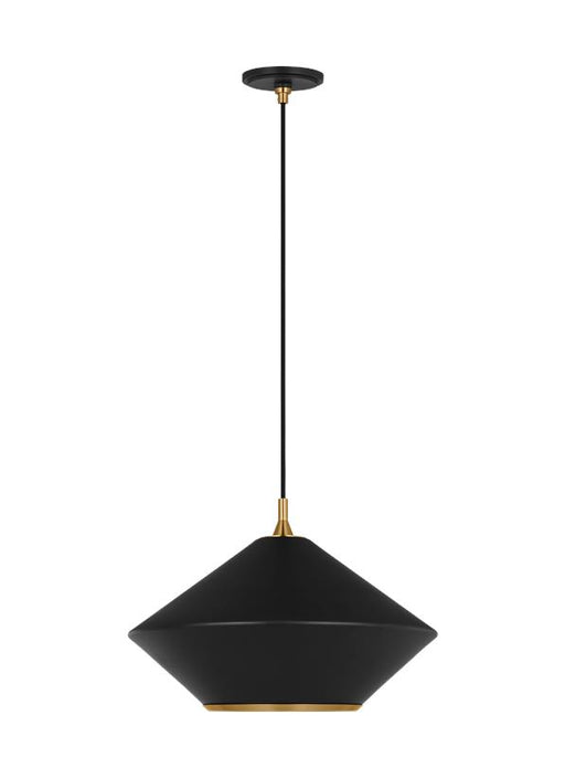 Generation Lighting Stanza Transitional 1-Light Indoor Dimmable Extra Large Pendant Ceiling Chandelier Light Midnight Black-Steel Shade (TP1221MBKBBS)