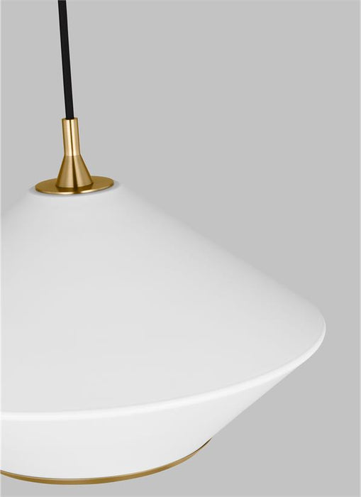 Generation Lighting Stanza Transitional 1-Light Indoor Dimmable Extra Large Pendant Ceiling Chandelier Light Matte White-Steel Shade (TP1221MWTBBS)