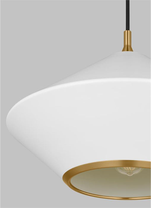 Generation Lighting Stanza Transitional 1-Light Indoor Dimmable Extra Large Pendant Ceiling Chandelier Light Matte White-Steel Shade (TP1221MWTBBS)