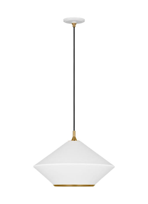 Generation Lighting Stanza Transitional 1-Light Indoor Dimmable Extra Large Pendant Ceiling Chandelier Light Matte White-Steel Shade (TP1221MWTBBS)