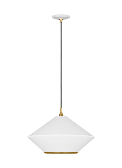 Generation Lighting Stanza Transitional 1-Light Indoor Dimmable Extra Large Pendant Ceiling Chandelier Light Matte White-Steel Shade (TP1221MWTBBS)