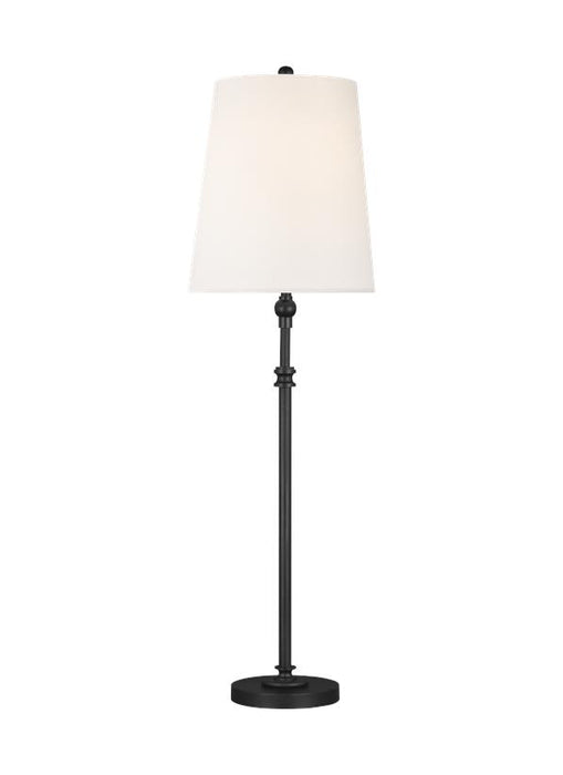 Generation Lighting Capri Buffet Lamp Aged Iron Finish With White Linen Fabric Shade (TT1001AI1)