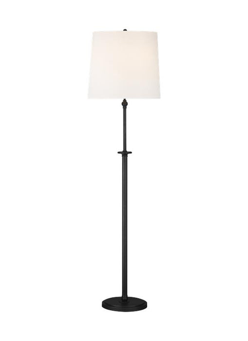 Generation Lighting Capri Floor Lamp Aged Iron Finish With White Linen Fabric Shade (TT1012AI1)