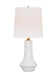 Generation Lighting Jenna Contemporary 1-Light LED Medium Table Lamp In New White Finish With White Linen Fabric Shade (TT1231NWH1)
