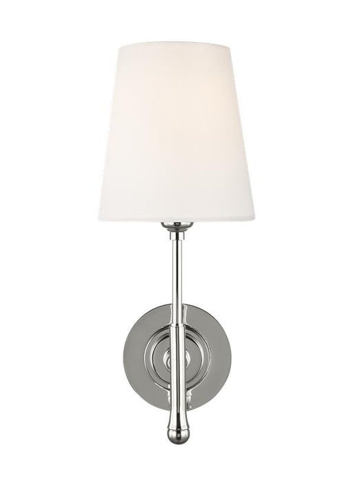 Generation Lighting Capri Sconce Polished Nickel Finish With White Linen Fabric Shade (TW1001PN)