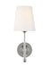 Generation Lighting Capri Sconce Polished Nickel Finish With White Linen Fabric Shade (TW1001PN)
