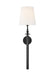 Generation Lighting Capri Tail Sconce Aged Iron Finish With White Linen Fabric Shade (TW1021AI)