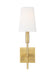Generation Lighting Beckham Classic Sconce Burnished Brass Finish With White Linen Fabric Shade (TW1031BBS)