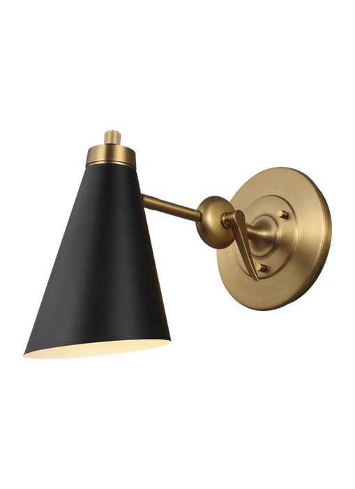 Generation Lighting Signoret Task Sconce Burnished Brass Finish With Midnight Black Steel Shade (TW1061BBS)