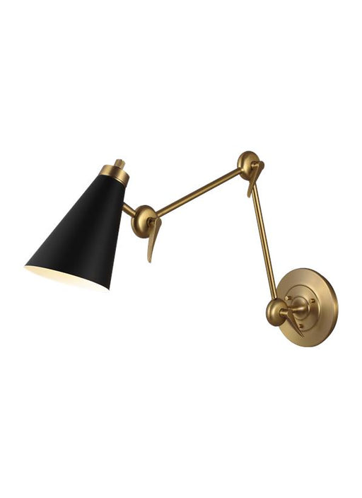 Generation Lighting Signoret 2-Arm Library Sconce Burnished Brass Finish With Midnight Black Steel Shade (TW1101BBS)