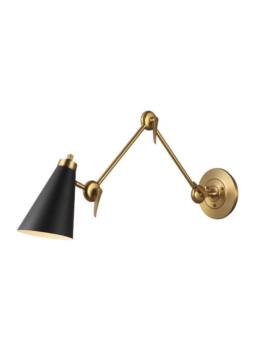 Generation Lighting Signoret 2-Arm Library Sconce Burnished Brass Finish With Midnight Black Steel Shade (TW1101BBS)