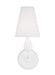 Generation Lighting Ziba Transitional 1-Light Indoor Dimmable Bath Vanity Wall Sconce In Matte White Finish With White Linen Fabric Shade (TW1161MWT)