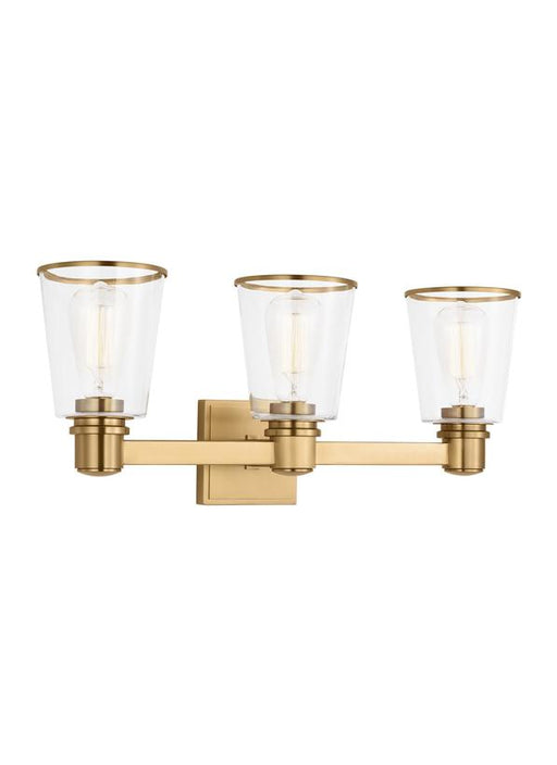 Generation Lighting Alessa Transitional 3-Light Indoor Dimmable Bath Vanity Wall Sconce Burnished Brass Gold With Clear Glass Shades (CV1033BBS)