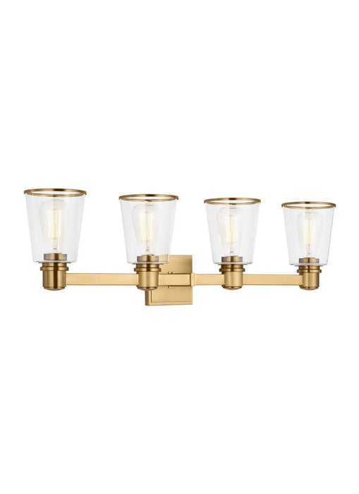 Generation Lighting Alessa Transitional 4-Light Indoor Dimmable Bath Vanity Wall Sconce Burnished Brass Gold With Clear Glass Shades (CV1034BBS)