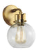 Generation Lighting Clara 1-Light Sconce Burnished Brass Finish With Clear Seeded Glass Shade (VS24401BBS)