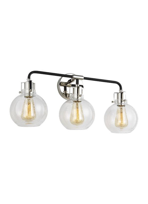 Generation Lighting Clara 3-Light Vanity Polished Nickel/Textured Black Finish With Clear Seeded Glass Shades (VS24403PN/TXB)