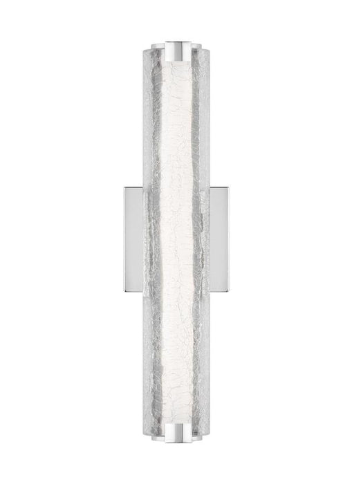 Generation Lighting Cutler 18 Inch Crack Glass LED Sconce Chrome Finish With White Acrylic Diffuser And Clear Crackle Glass (WB1867CH-L1)