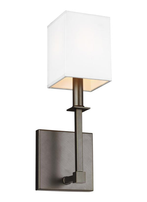 Generation Lighting Quinn 1-Light Sconce Antique Bronze Finish With White Parchment Shade (WB1872ANBZ)