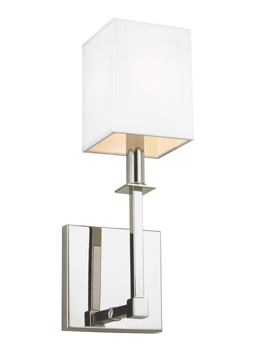 Generation Lighting Quinn 1-Light Sconce Polished Nickel Finish With White Parchment Shade (WB1872PN)