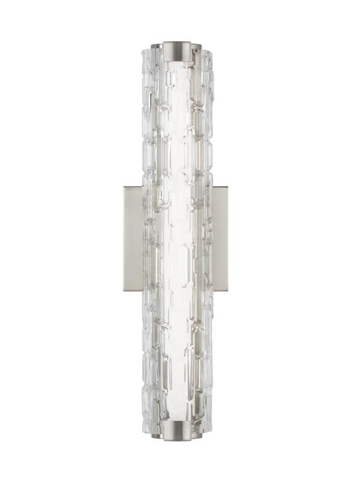 Generation Lighting Cutler 18 Inch Staggered Glass LED Sconce Satin Nickel Finish With White Acrylic Diffuser And Staggered Stone Glass (WB1876SN-L1)