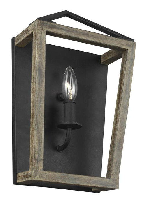 Generation Lighting Gannet Sconce Weathered Oak Wood/Antique Forged Iron Finish (WB1877WOW/AF)